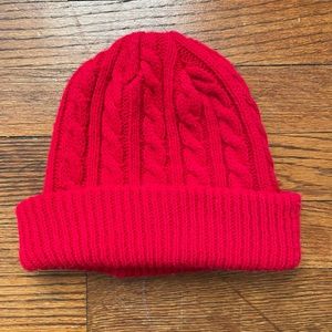 Topman Red Cable Knit Beanie Hat